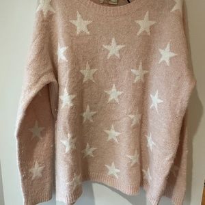 HUSH UK SWEATER PALE PINK WITH ECRU STARS